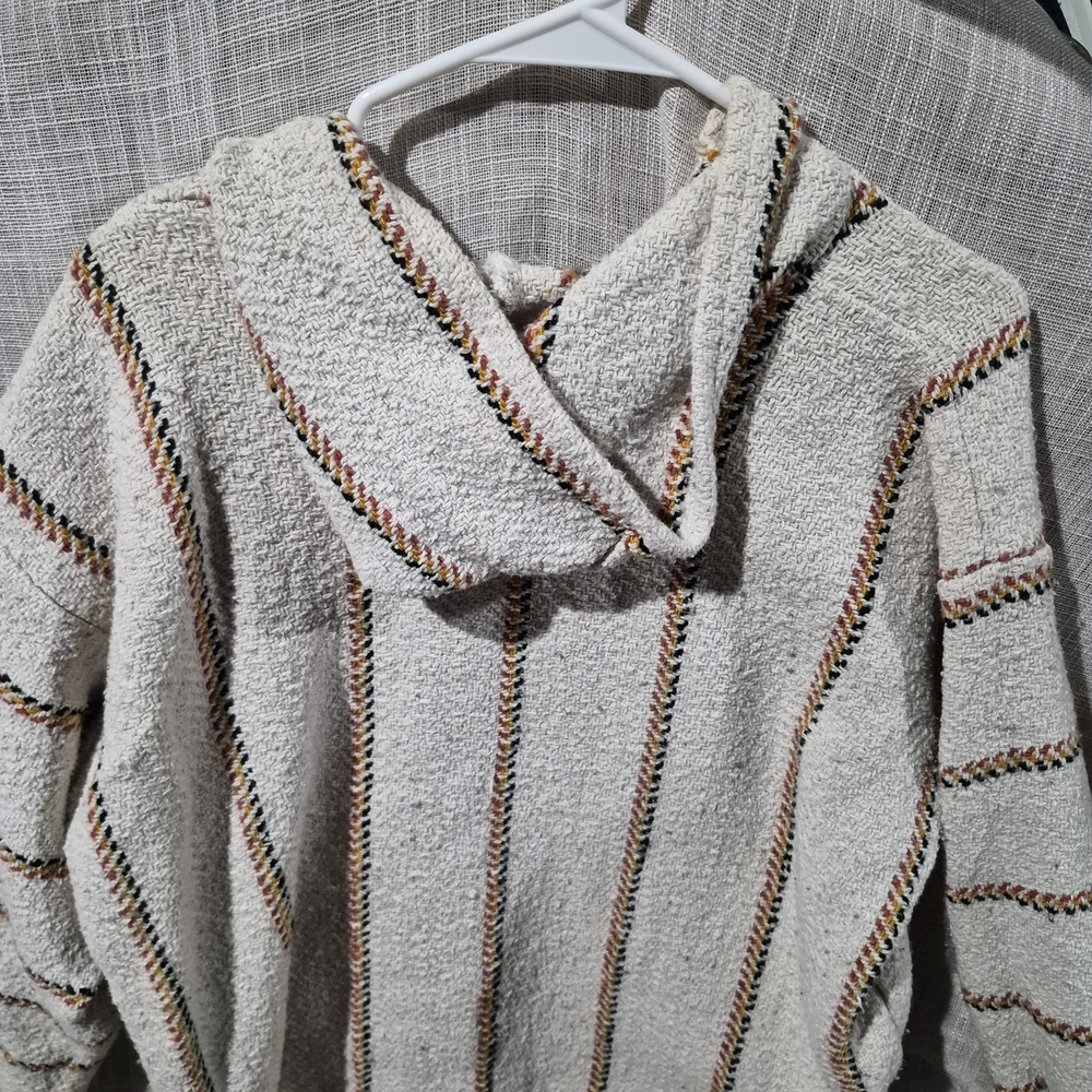 Cozy Cream Baja Hoodie Sweater with Multicolor Trim - Picture 3 of 3